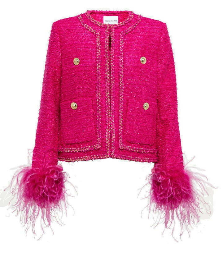 Photo: Rebecca Vallance Feather-trimmed tweed jacket