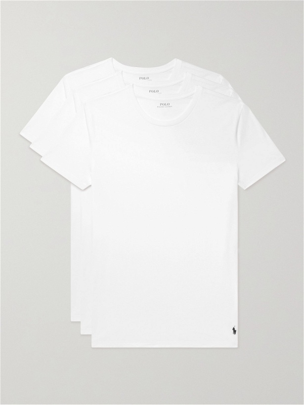 Photo: POLO RALPH LAUREN - Three-Pack Slim-Fit Logo-Embroidered Cotton-Jersey T-Shirts - White