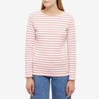 Armor-Lux Women's Long Sleeve Breton T-Shirt in White/Bisque