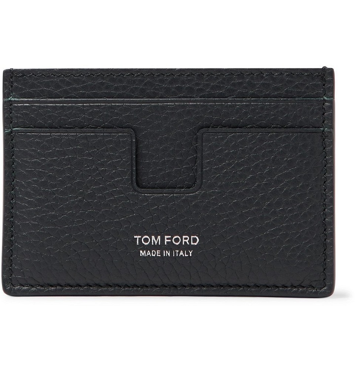 Photo: TOM FORD - Logo-Debossed Pebble-Grain Leather Cardholder - Midnight blue
