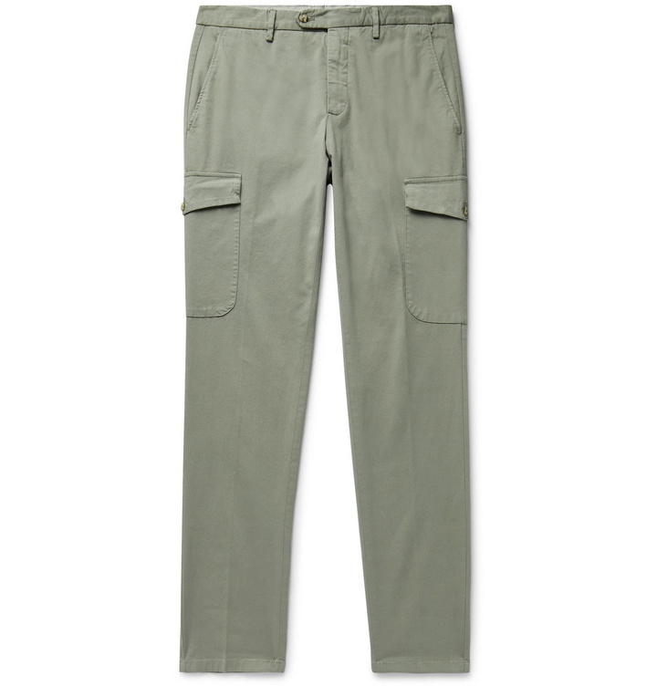 Photo: THOM SWEENEY - Cavalry Slim-Fit Tapered Stretch-Cotton Twill Cargo Trousers - Green