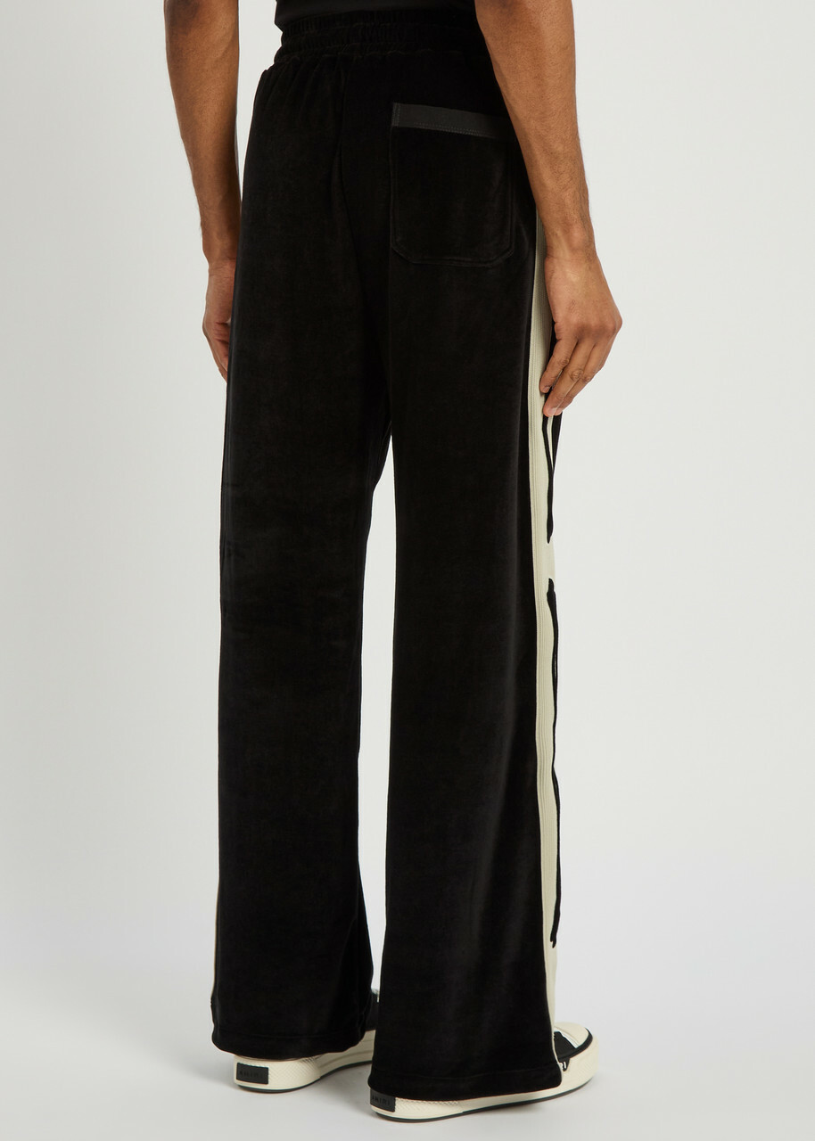 Amiri Amiri Bones Appliquéd Velour Track Pants Black Amiri