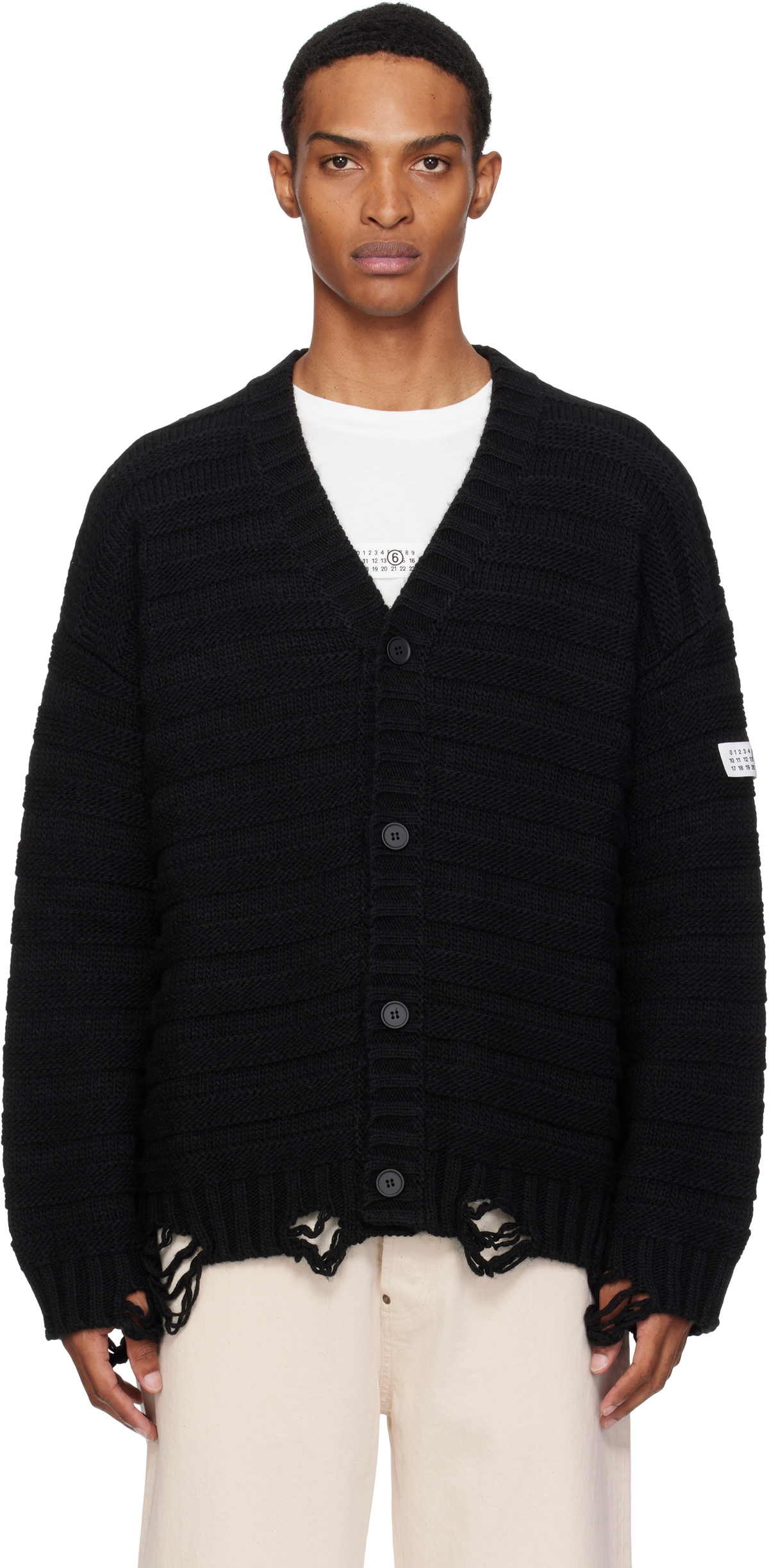 MM6 Maison Margiela Men's Mohair Fisherman Crew Knit in Grey