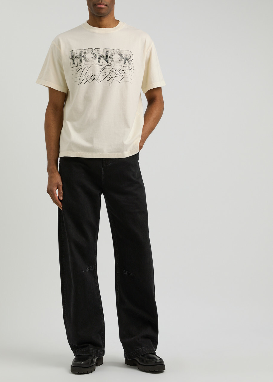 Honor The Gift After Hours Printed Cotton T-shirt Cream