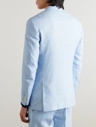 Mr P. - Double-Breasted Virgin Wool, Linen and Silk-Blend Suit Jacket - Blue