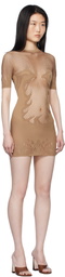 Poster Girl Beige Pin Up Fishnet Bodycon Minidress
