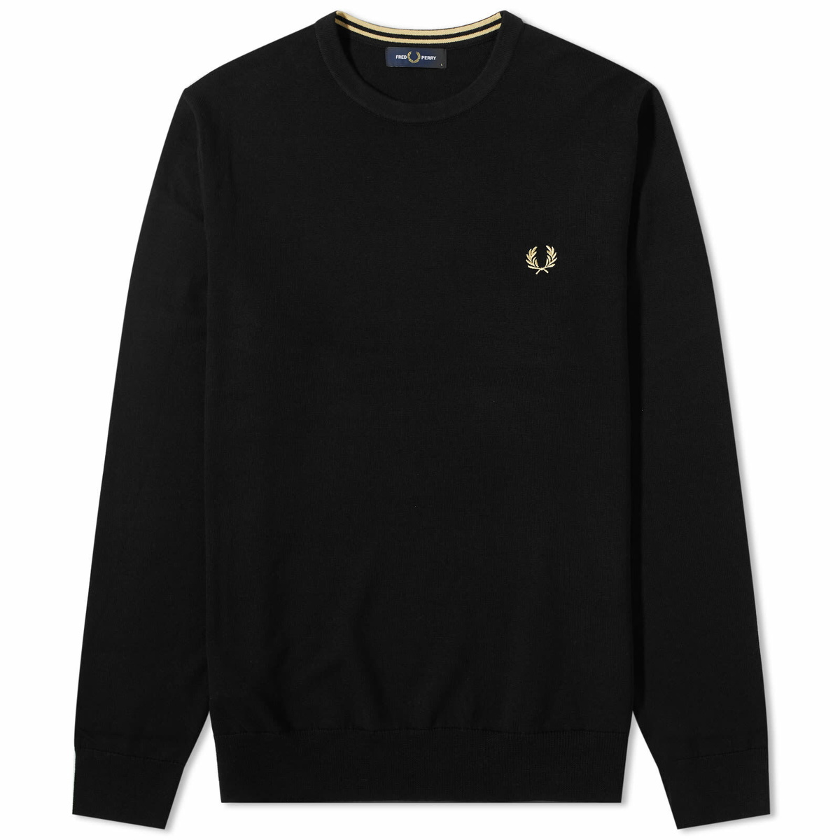 Fred Perry Men's Classic Crew Neck Knit in Black Fred Perry