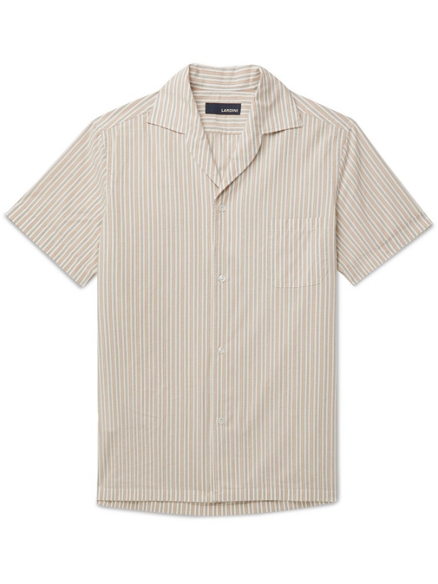 Photo: LARDINI - Gian Camp-Collar Striped Cotton Shirt - Multi