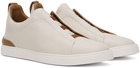 ZEGNA Off-White Deerskin Triple Stitch Sneakers