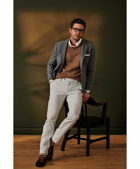 Brooks Brothers Men's Knit Pinstripe Suit Jacket | Light Grey
