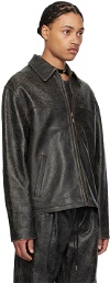 GUESS USA Black Collar Leather Jacket
