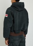 Cherry Los Angeles Logo-appliquéd Hooded Quilted Denim Jacket Black