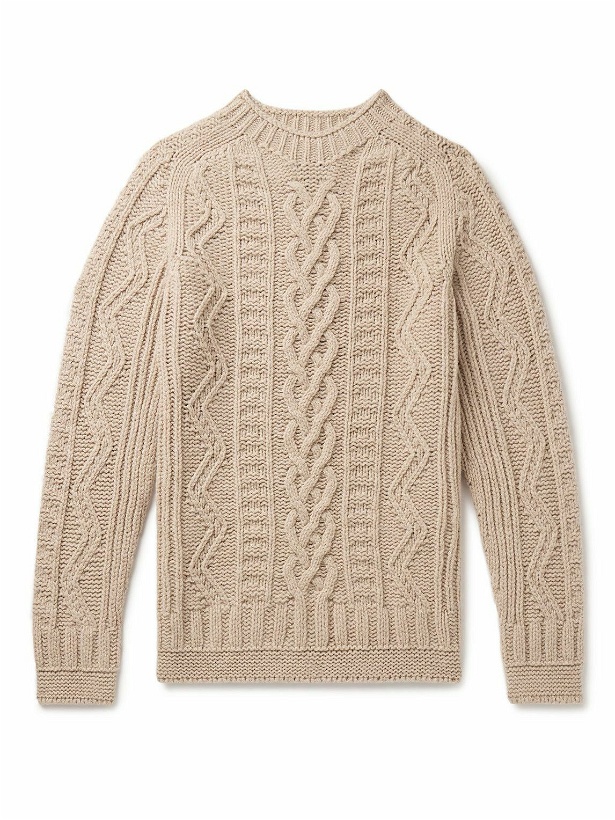 Photo: Howlin' - Super Cult Slim-Fit Cable-Knit Virgin Wool Sweater - Neutrals