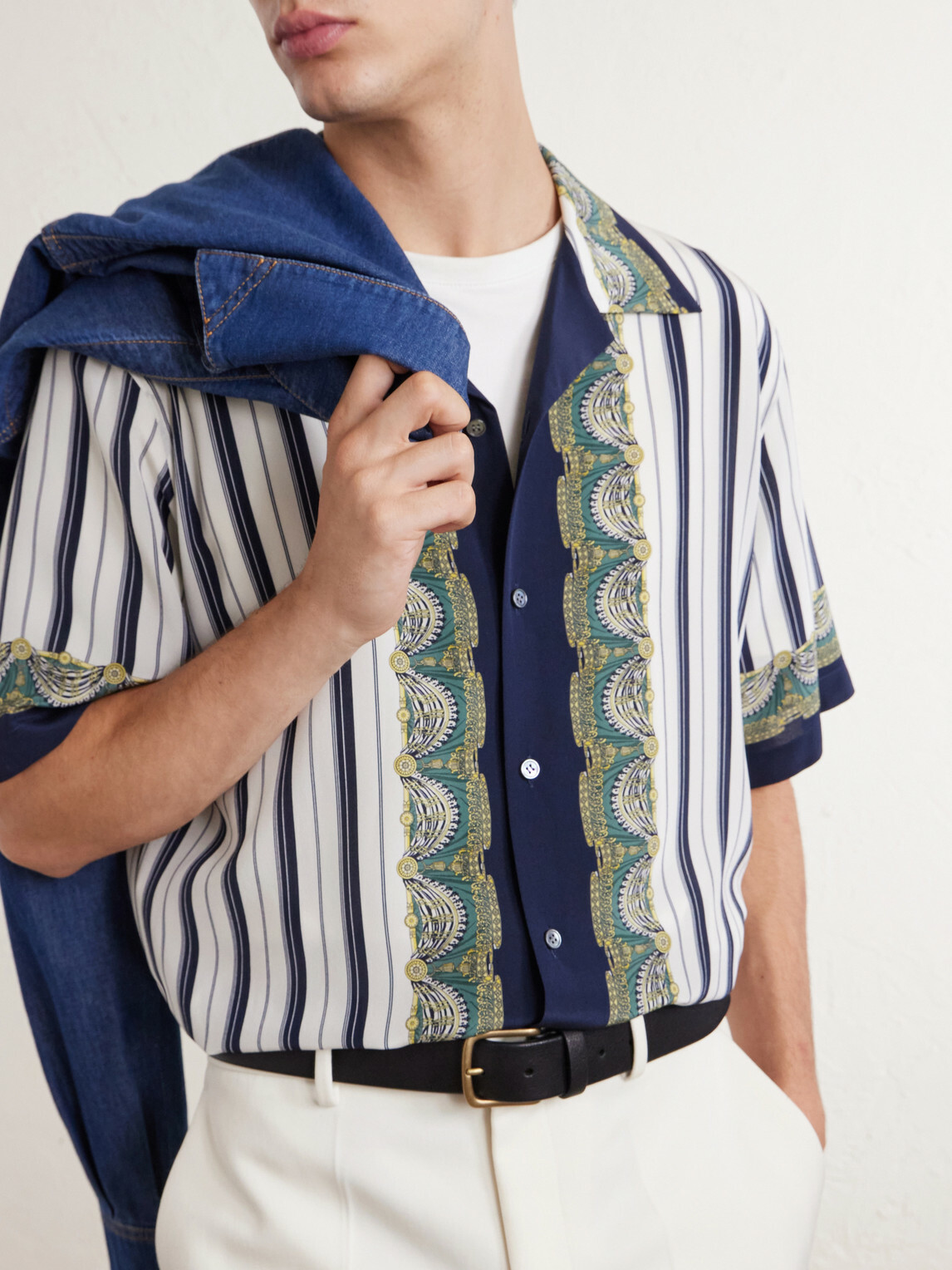 Versace - Striped Silk-Crepe de Chine Shirt - Blue