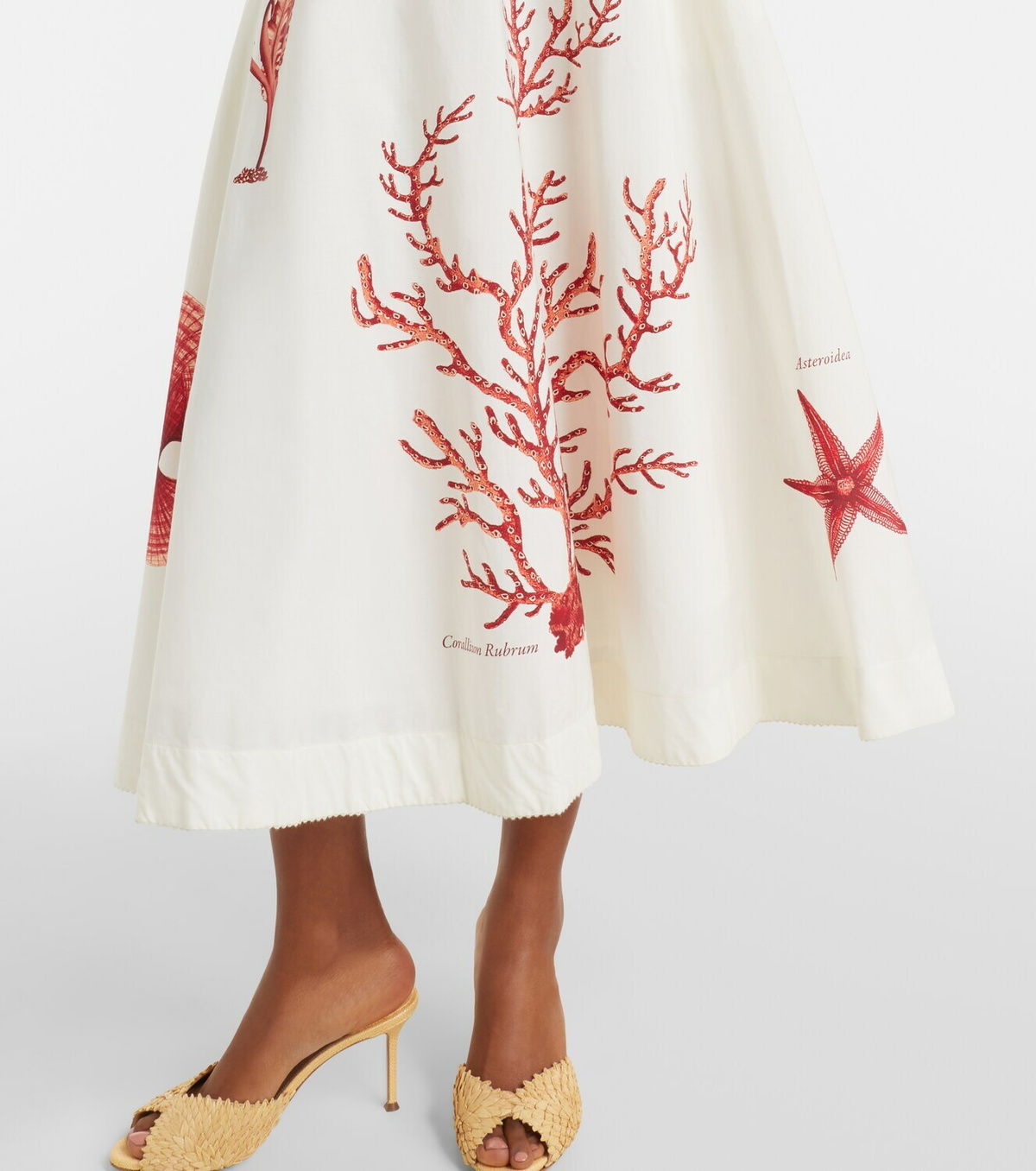 Agua by Agua Bendita Tangelo printed cotton midi skirt