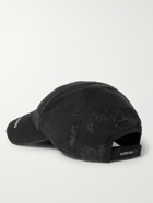 Balenciaga - Apple Music Distressed Embroidered Cotton-Twill Baseball Cap - Black