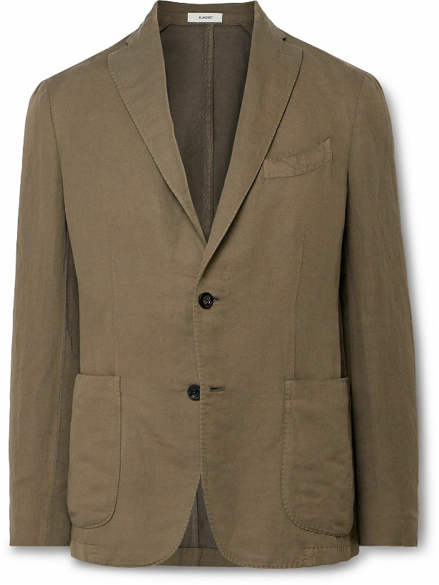 Photo: Boglioli - K-Jacket Unstructured Cotton and Linen-Blend Blazer - Green
