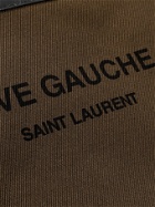 SAINT LAURENT - Leather-Trimmed Logo-Print Canvas Pouch - Green
