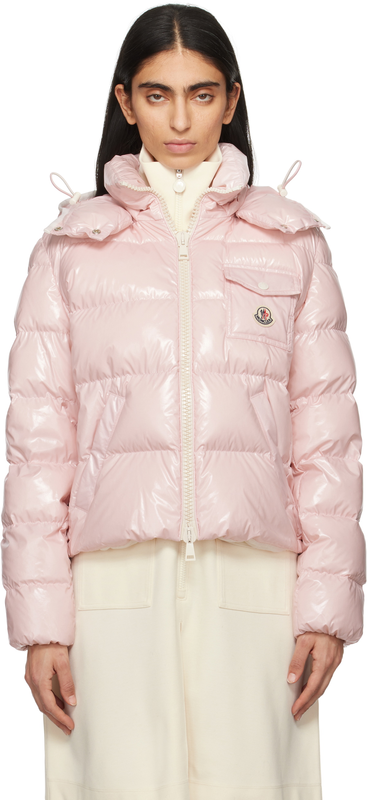 Moncler Pink Andro Hooded Short Down Jacket Moncler