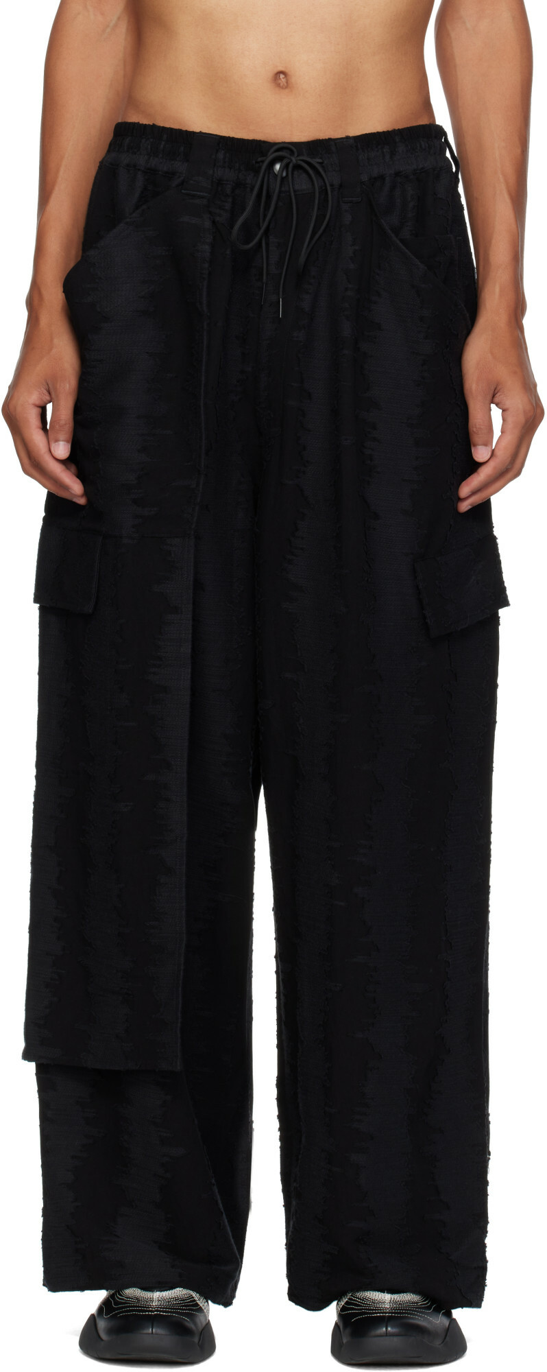 Y-3 Black Deco Stitch Cargo Pants