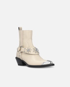 Pinko Texan Style Ankle Boots With Metal Toe Yoghurt