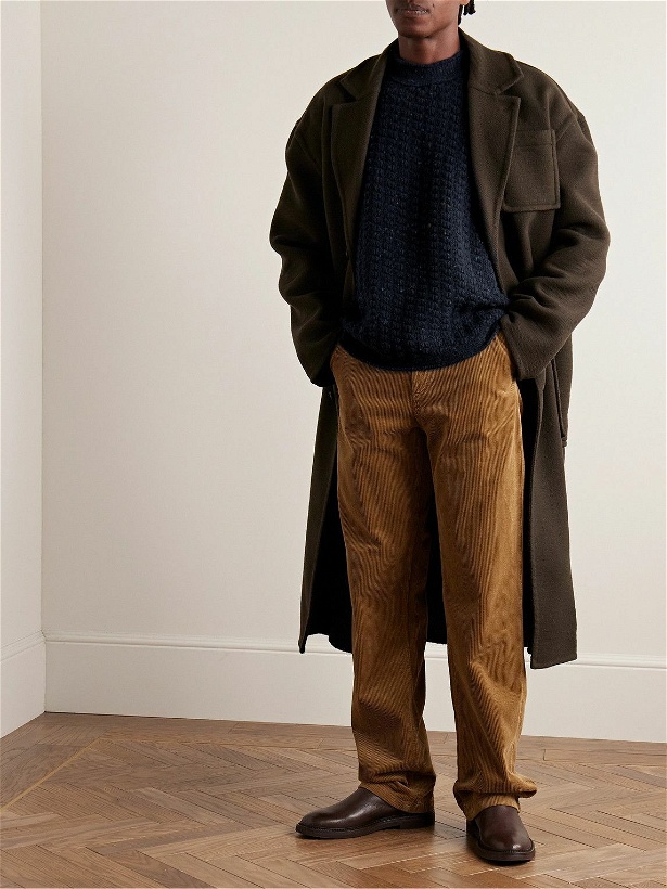 Photo: Inis Meáin - Donegal Merino Wool and Cashmere-Blend Mock-Neck Sweater - Blue