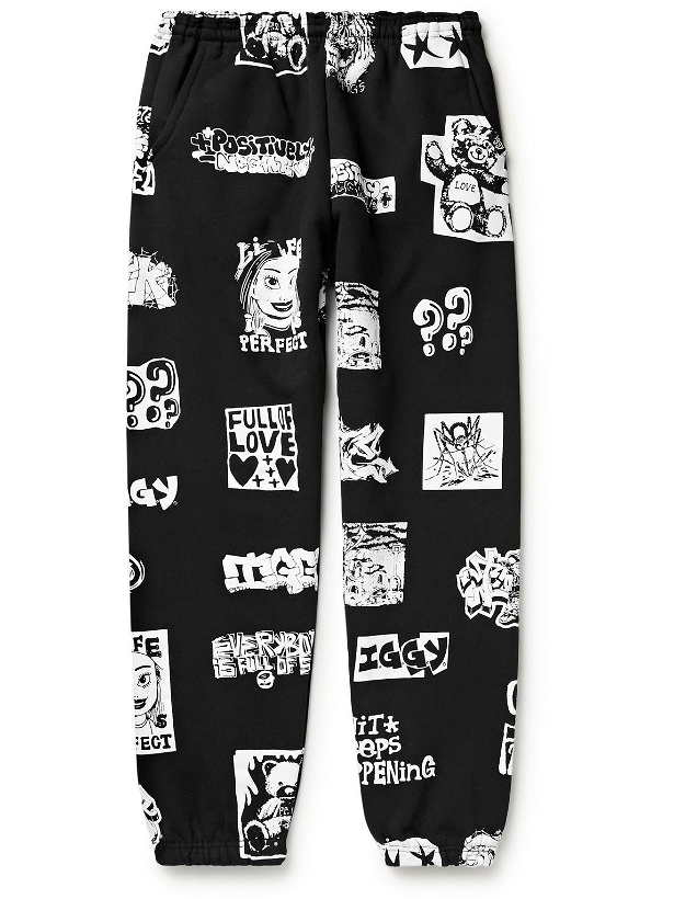 Photo: iggy - Merch Table Tapered Printed Cotton-Jersey Sweatpants - Black