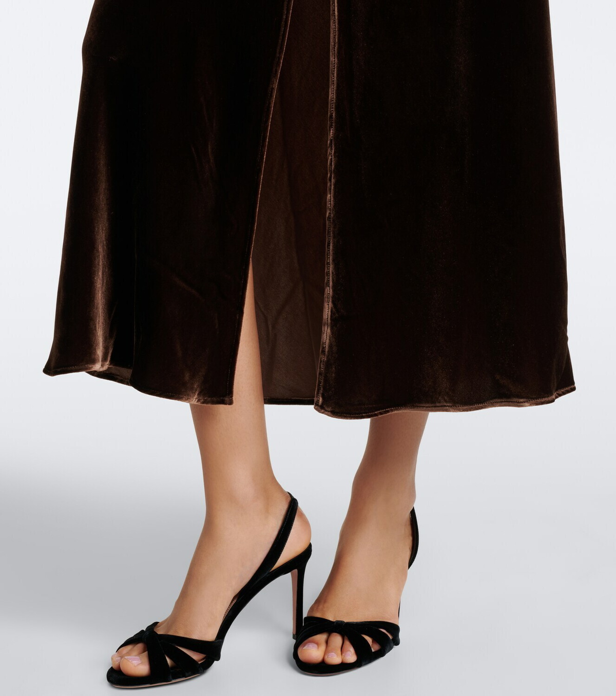Rixo Simone lace-trimmed velvet midi dress