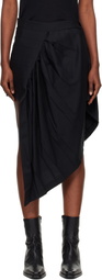 Junya Watanabe Black Draped Short Satin Miniskirt