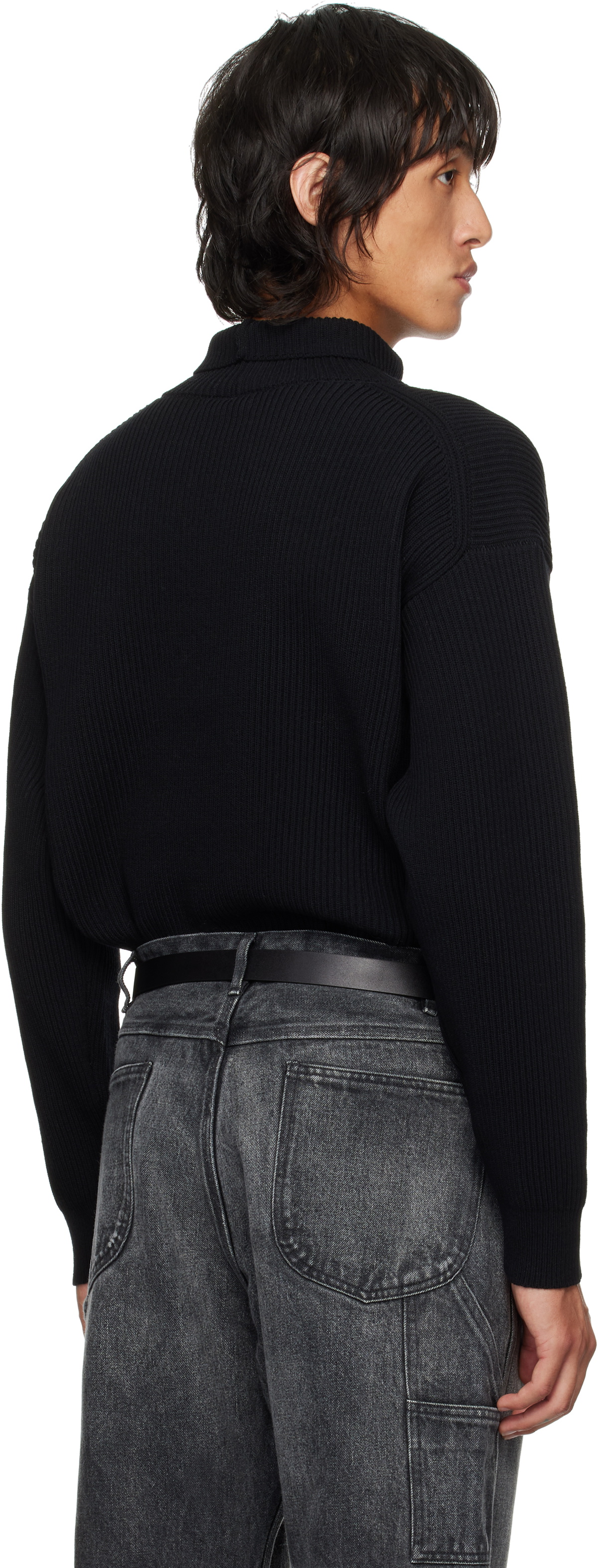 AURALEE Black Super Fine Wool Turtleneck