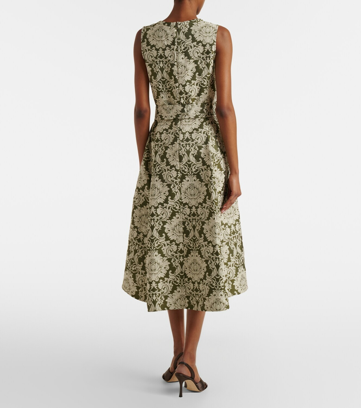 'S Max Mara Embellished cotton-blend jacquard midi dress