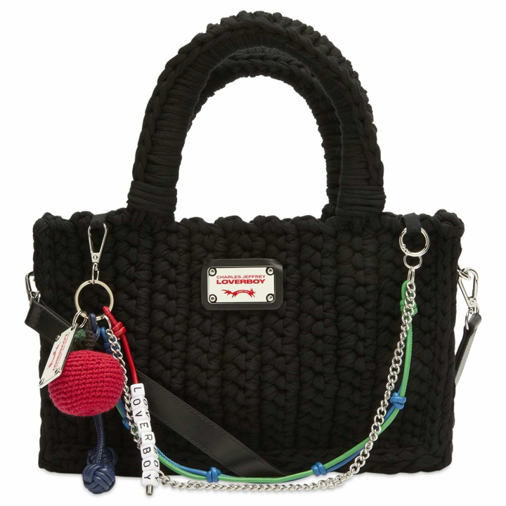 Photo: Charles Jeffrey Loverboy Women's Apple Charm Bucket Bag in Black 