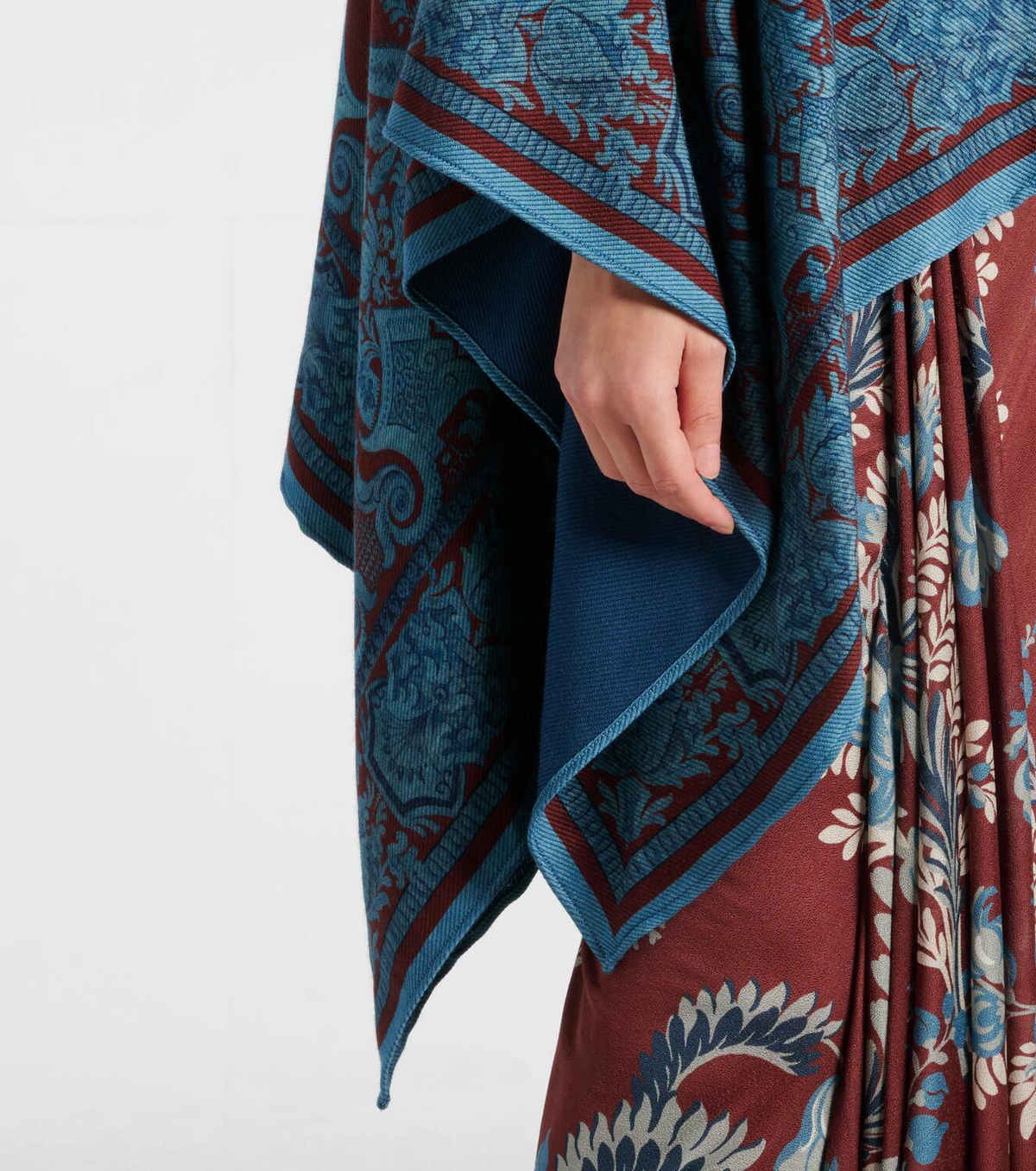 Etro Floral wool-blend cape