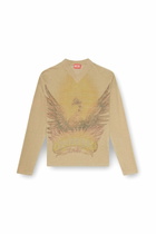 Diesel Linen jumper with faded Phoenix print - Knitwear Mens in Beige