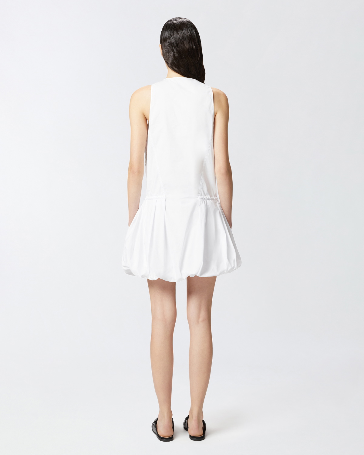 Pinko Mini Dress With Balloon Skirt And Vest Bright White