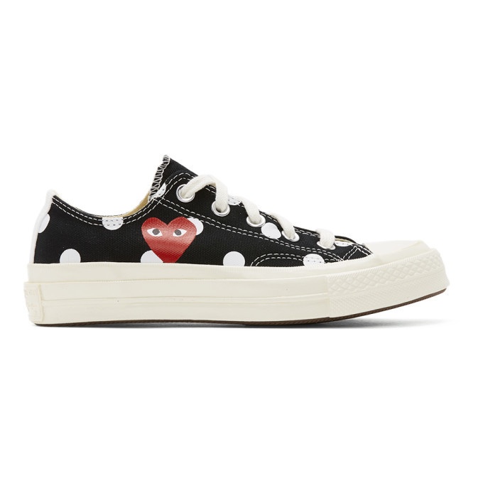 Photo: Comme des Garcons Play Black Converse Edition Polka Dot Heart Chuck 70 Low Sneakers
