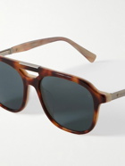 Brunello Cucinelli - Aviator-Style Tortoiseshell Acetate and Silver-Tone Sunglasses
