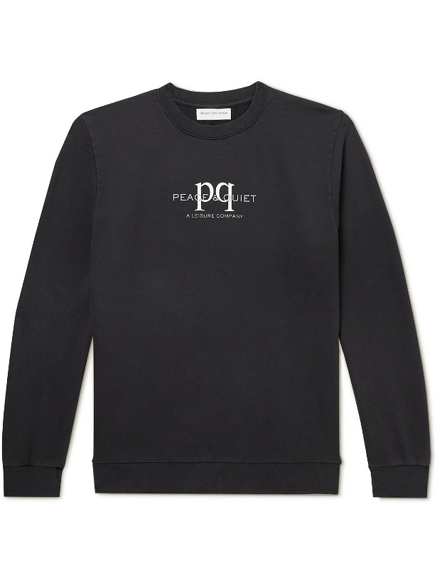 Photo: Museum Of Peace & Quiet - Logo-Print Washed Cotton-Jersey Sweatshirt - Black