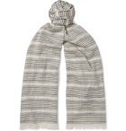 Loro Piana - Striped Cashmere, Silk and Cotton-Blend Scarf - Gray