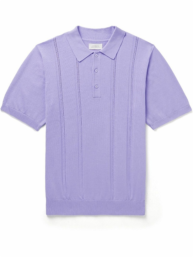 Photo: Saturdays NYC - Jahmad Pointelle-Detailed Cotton Polo Shirt - Purple