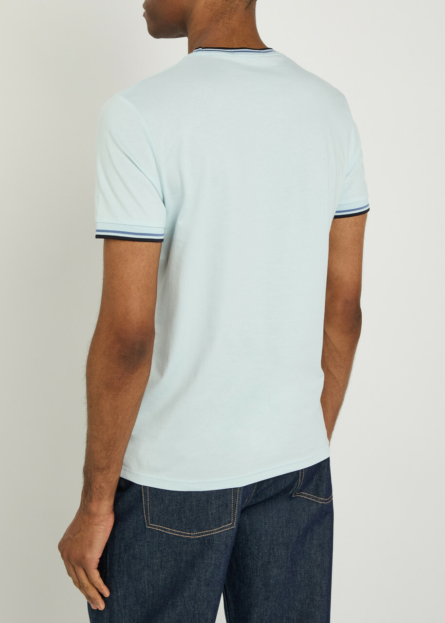 Fred Perry Logo-embroidered Cotton T-shirt Light Blue