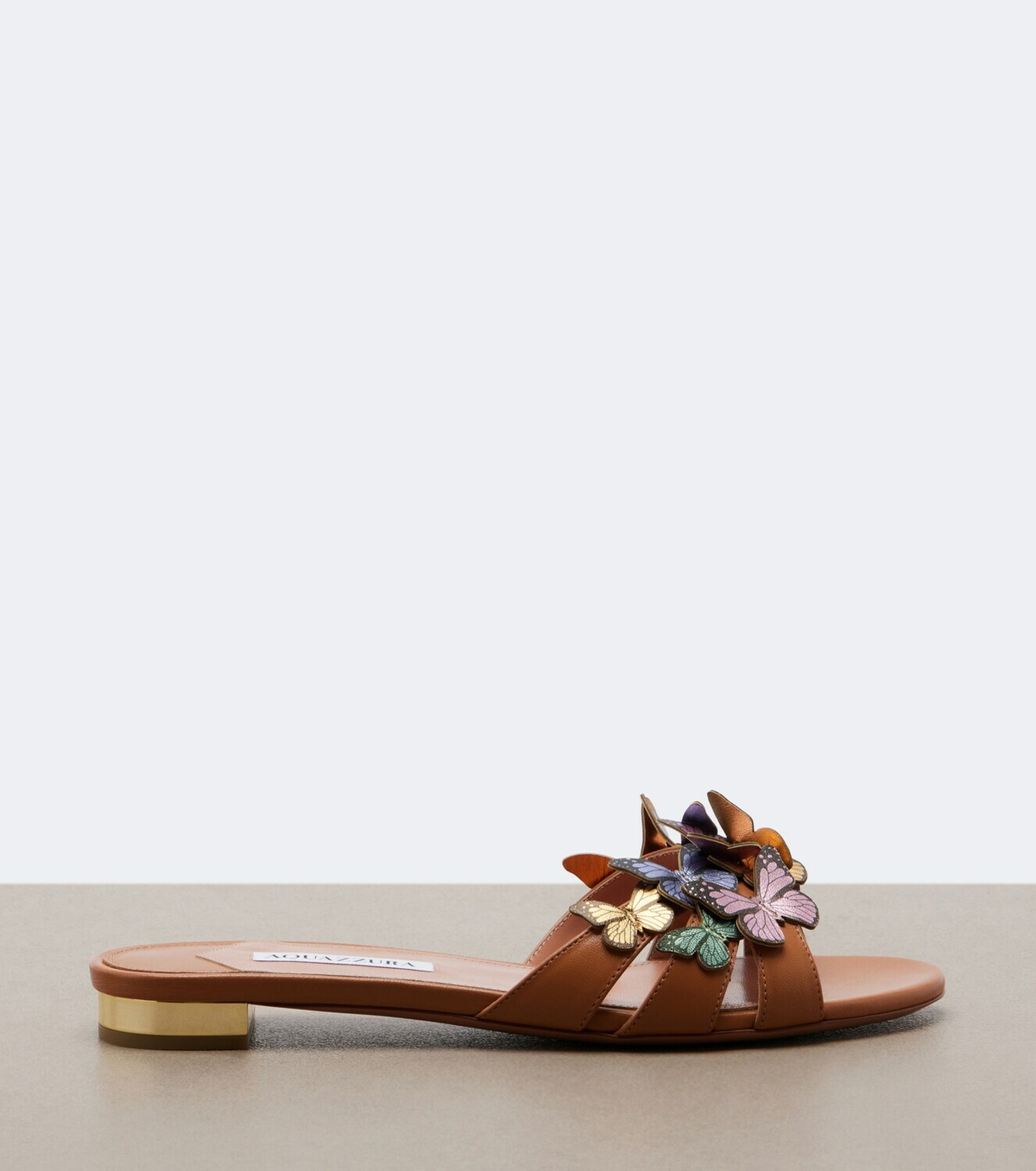 Aquazzura Papillon appliqué leather slides
