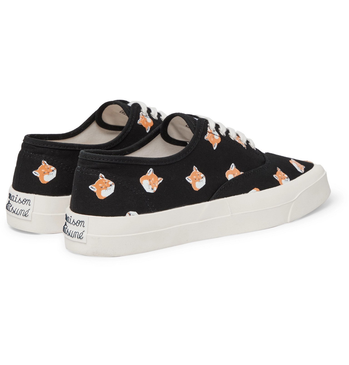 Maison Kitsuné - Logo-Print Canvas Sneakers - Black Maison Kitsune