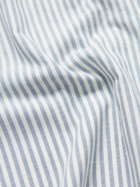 Desmond & Dempsey - Embroidered Striped Cotton Oxford Pyjama Set - Blue