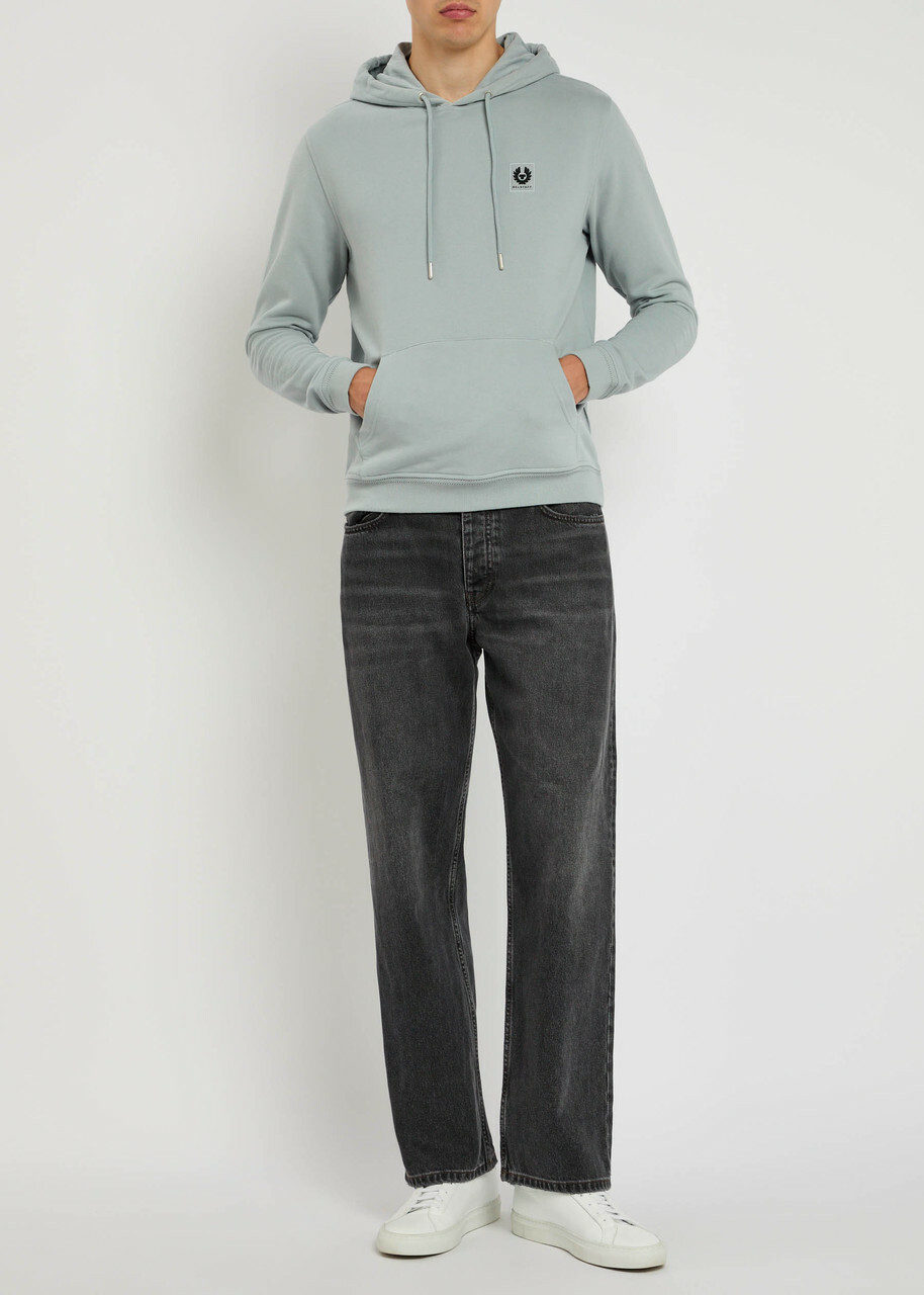 Belstaff Logo Hooded Cotton Sweatshirt Light Blue Belstaff