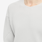 Homme Plissé Issey Miyake Men's Long Sleeve Pleated T-Shirt in Light Grey