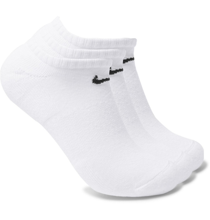 Photo: Nike Training - Three-Pack Everyday Cushioned Dri-FIT Cotton-Blend No-Show Socks - White