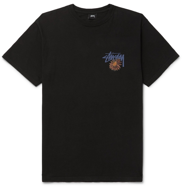 Photo: Stüssy - Printed Cotton-Jersey T-Shirt - Black