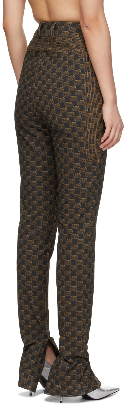 BONBOM Brown Monogram Slit Bottom Jeans