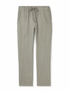 James Perse - Straight-Leg Garment-Dyed Linen-Canvas Drawstring Trousers - Gray